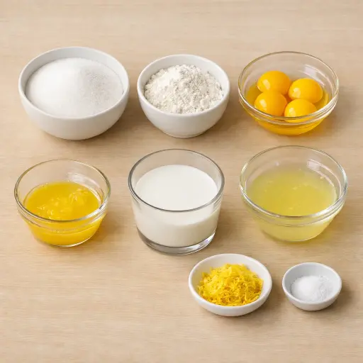 Ingredients for Traditional Lemon Pudding Delight
