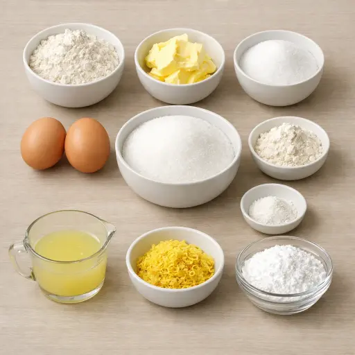Ingredients for Traditional Lemon Squares