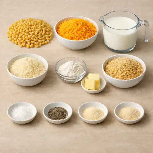 Ingredients for Traditional Macaroni and Cheese Casserole