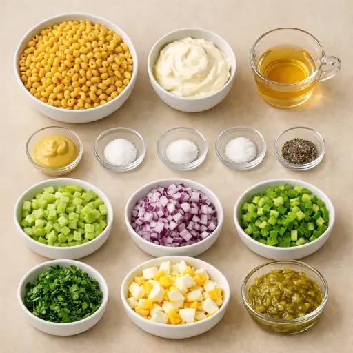 Ingredients for Traditional Macaroni Salad