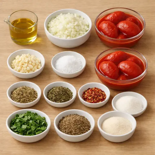 Ingredients for Traditional Marinara Sauce