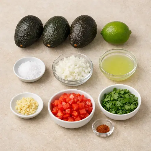 Ingredients for Traditional Mexican Avocado Dip