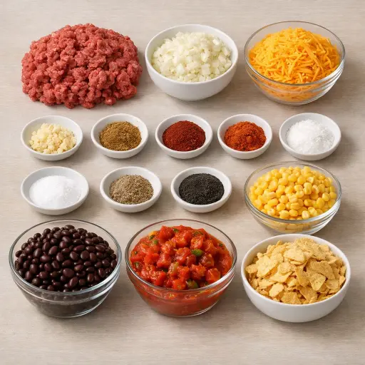 Ingredients for Traditional Mexican Beef Casserole