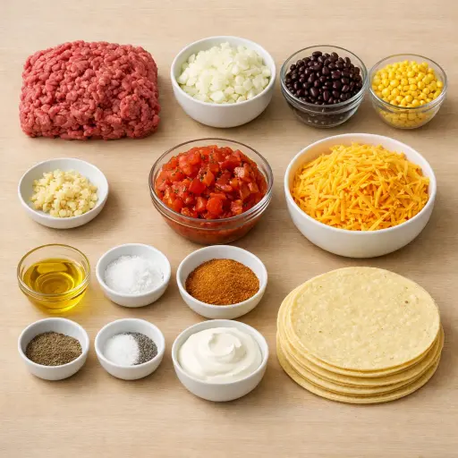 Ingredients for Traditional Mexican Fiesta Casserole