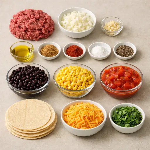Ingredients for Traditional Mexican Layered Casserole