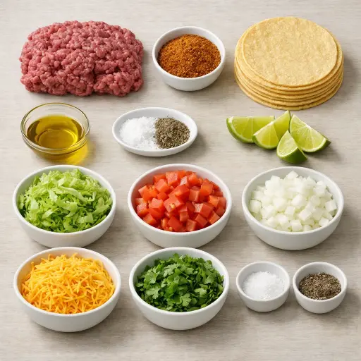 Ingredients for Traditional Mexican Tacos