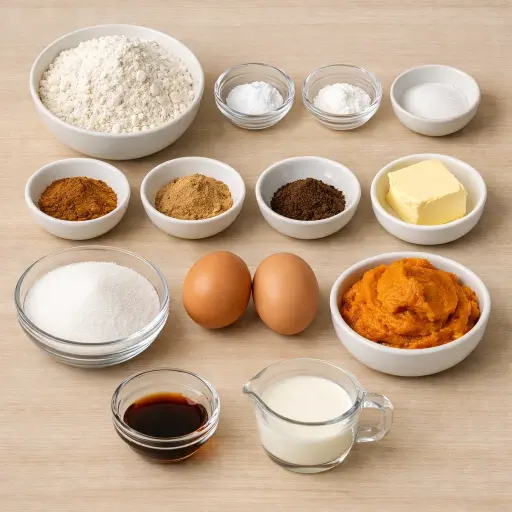 Ingredients for Traditional Moist Pumpkin Bread