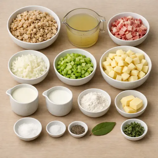 Ingredients for Traditional New England Clam Chowder