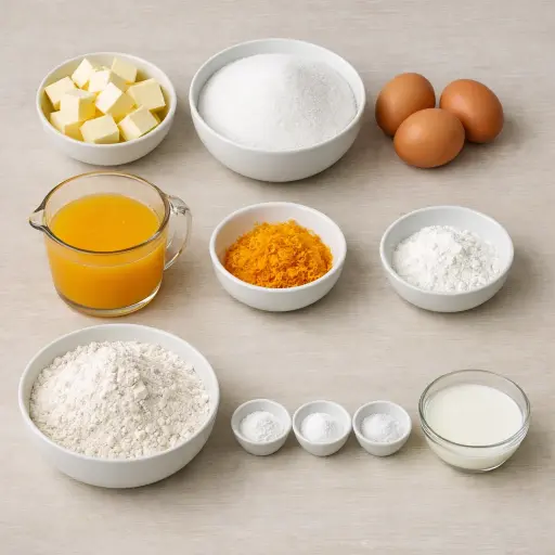 Ingredients for Traditional Orange Cake