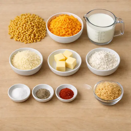 Ingredients for Traditional Oven-Baked Macaroni and Cheese
