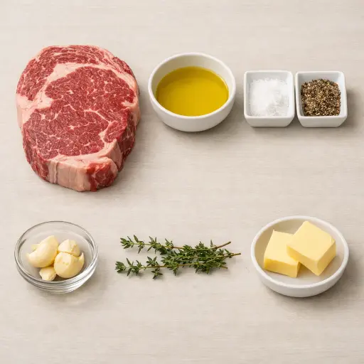 Ingredients for Traditional Pan-Seared Ribeye Steak