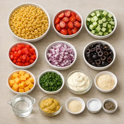 Ingredients for Traditional Pasta Salad