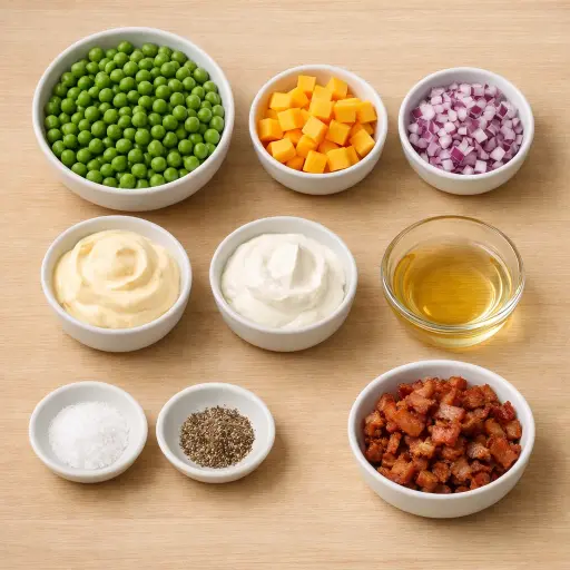 Ingredients for Traditional Pea Salad