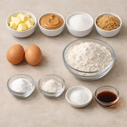 Ingredients for Traditional Peanut Butter Cookies
