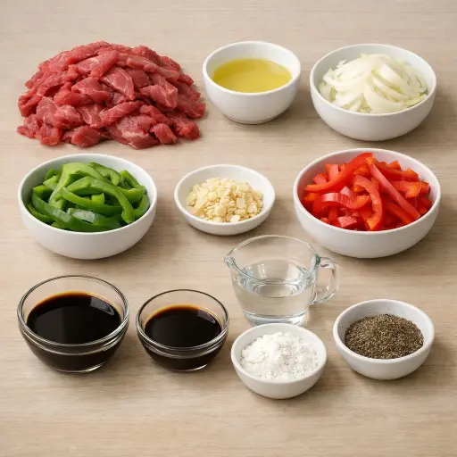 Ingredients for Traditional Pepper Steak