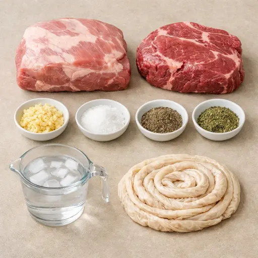 Ingredients for Traditional Polish Kielbasa