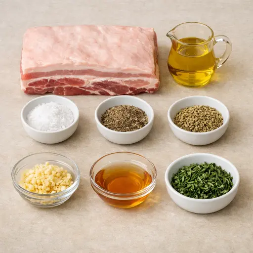 Ingredients for Traditional Pork Belly Roast