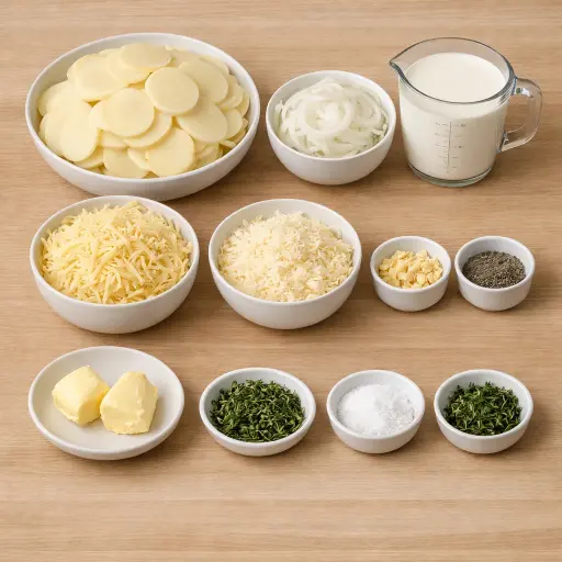 Ingredients for Traditional Potatoes au Gratin