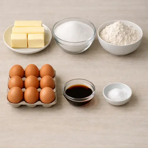 Ingredients for Traditional Pound Cake