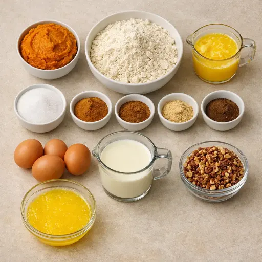 Ingredients for Traditional Pumpkin Harvest Cake