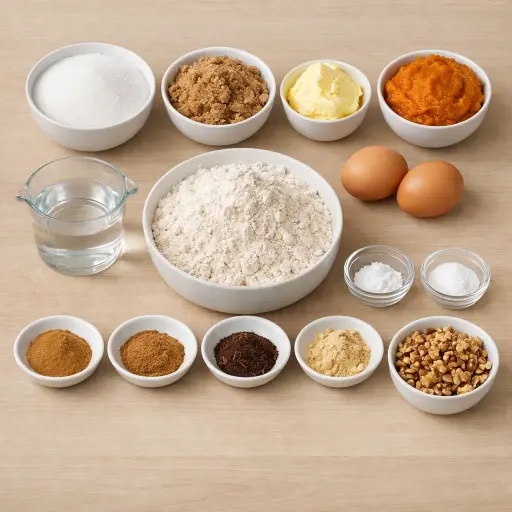 Ingredients for Traditional Pumpkin Loaf