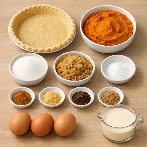 Ingredients for Traditional Pumpkin Pie