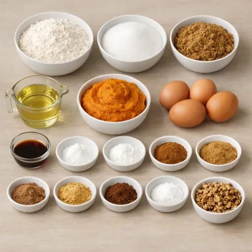 Ingredients for Traditional Pumpkin Spice Cake