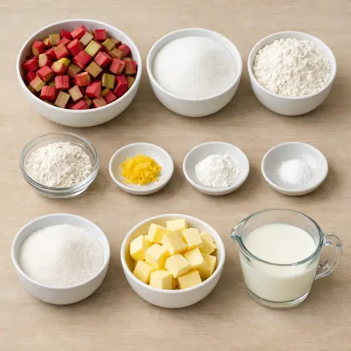 Ingredients for Traditional Rhubarb Cobbler