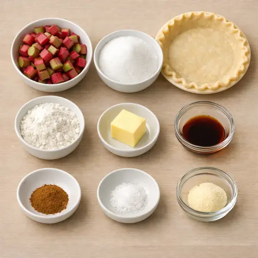 Ingredients for Traditional Rhubarb Delight Pie