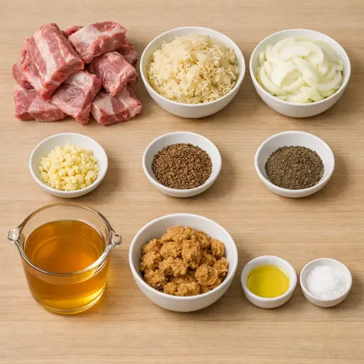 Ingredients for Traditional Sauerkraut and Ribs