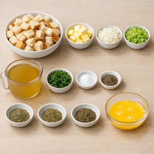 Ingredients for Traditional Savory Stuffing