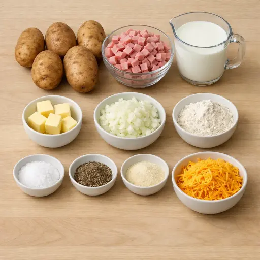 Ingredients for Traditional Scalloped Potatoes with Ham