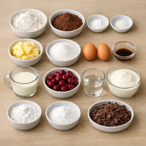 Ingredients for Traditional Schwarzwälder Kirschtorte
