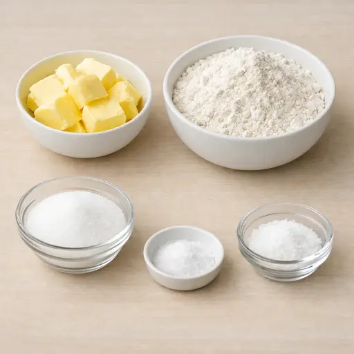 Ingredients for Traditional Shortbread Cookies