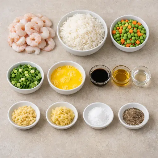 Ingredients for Traditional Shrimp Fried Rice
