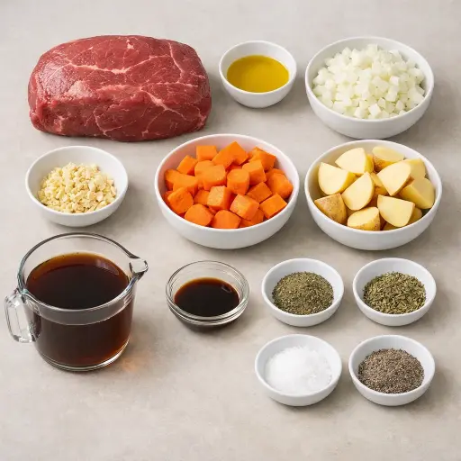 Ingredients for Traditional Slow Cooked Beef Roast