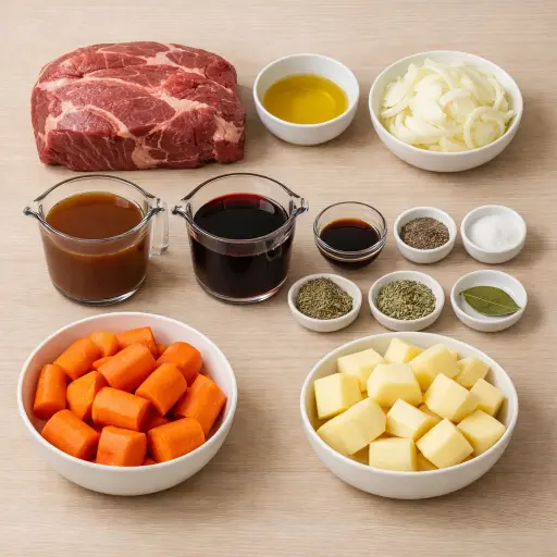 Ingredients for Traditional Slow-Cooked Beef Roast