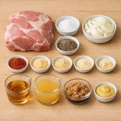 Ingredients for Traditional Slow-Cooked Pulled Pork