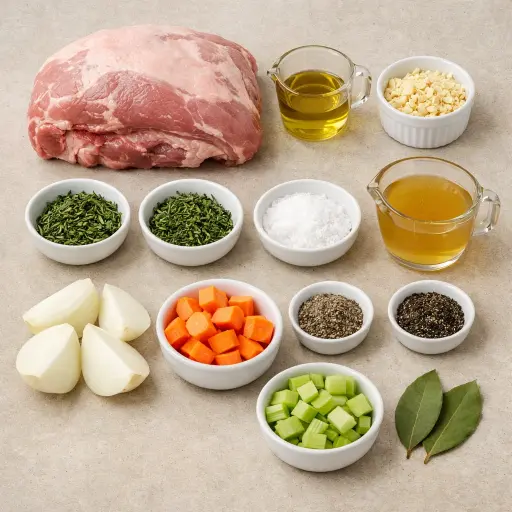 Ingredients for Traditional Slow-Roast Pork Shoulder