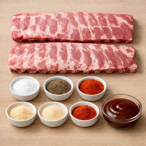 Ingredients for Traditional Slow-Roasted Pork Ribs