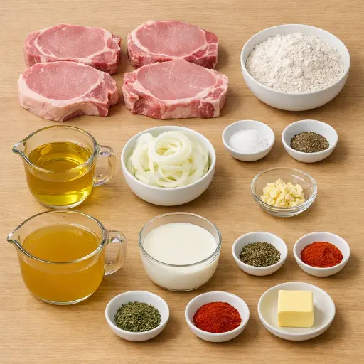 Ingredients for Traditional Smothered Pork Chops