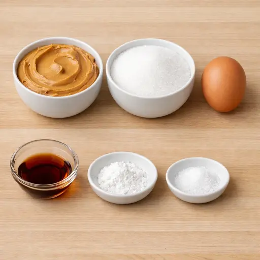 Ingredients for Traditional Soft Peanut Butter Cookies