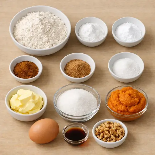 Ingredients for Traditional Soft Pumpkin Cookies
