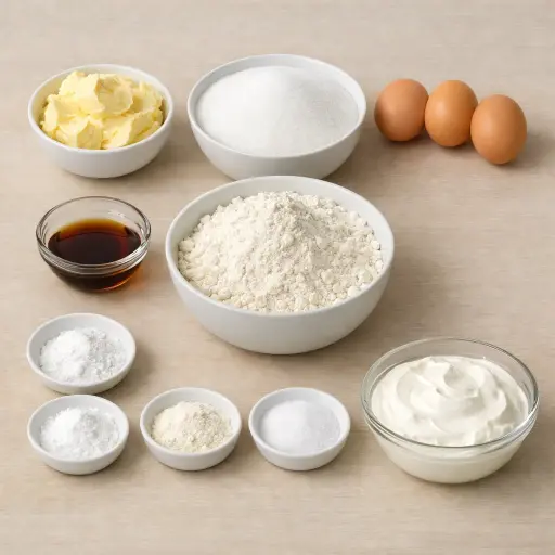 Ingredients for Traditional Sour Cream Cake