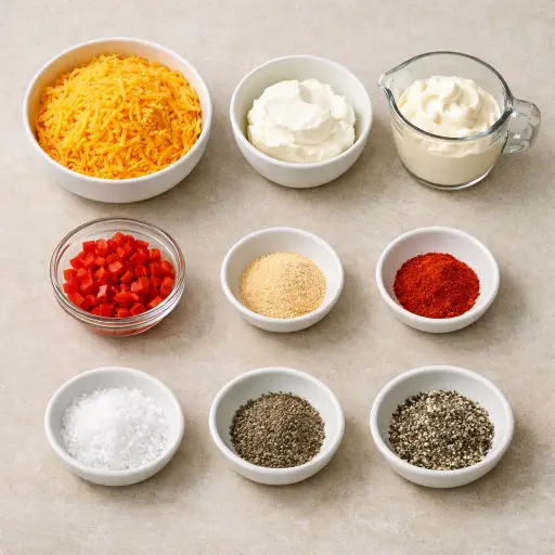Ingredients for Traditional Southern Pimento Cheese