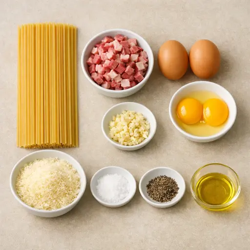 Ingredients for Traditional Spaghetti alla Carbonara