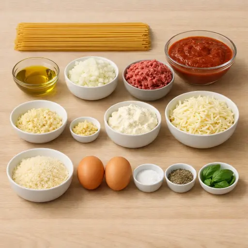 Ingredients for Traditional Spaghetti Pie