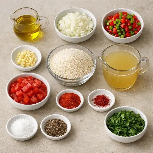 Ingredients for Traditional Spanish Rice
