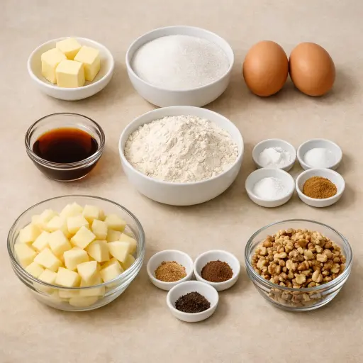 Ingredients for Traditional Spiced Apple Cake