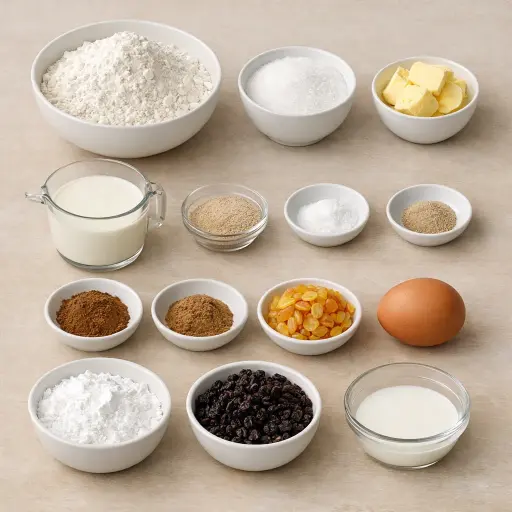 Ingredients for Traditional Spiced Buns